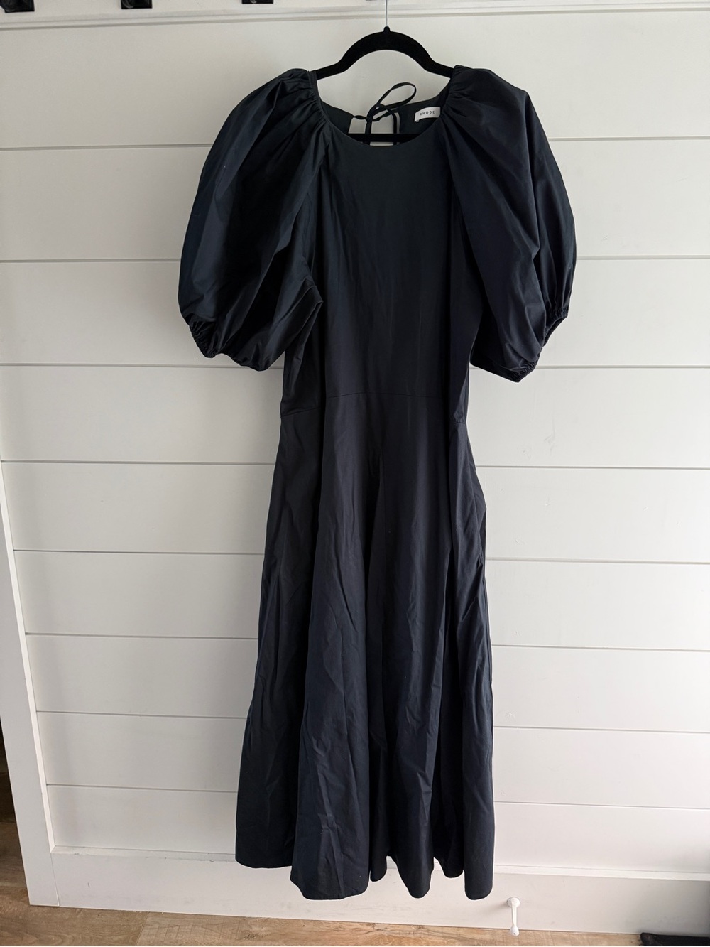 RHODE Black Puff-Sleeve Maxi Dress, Size 8